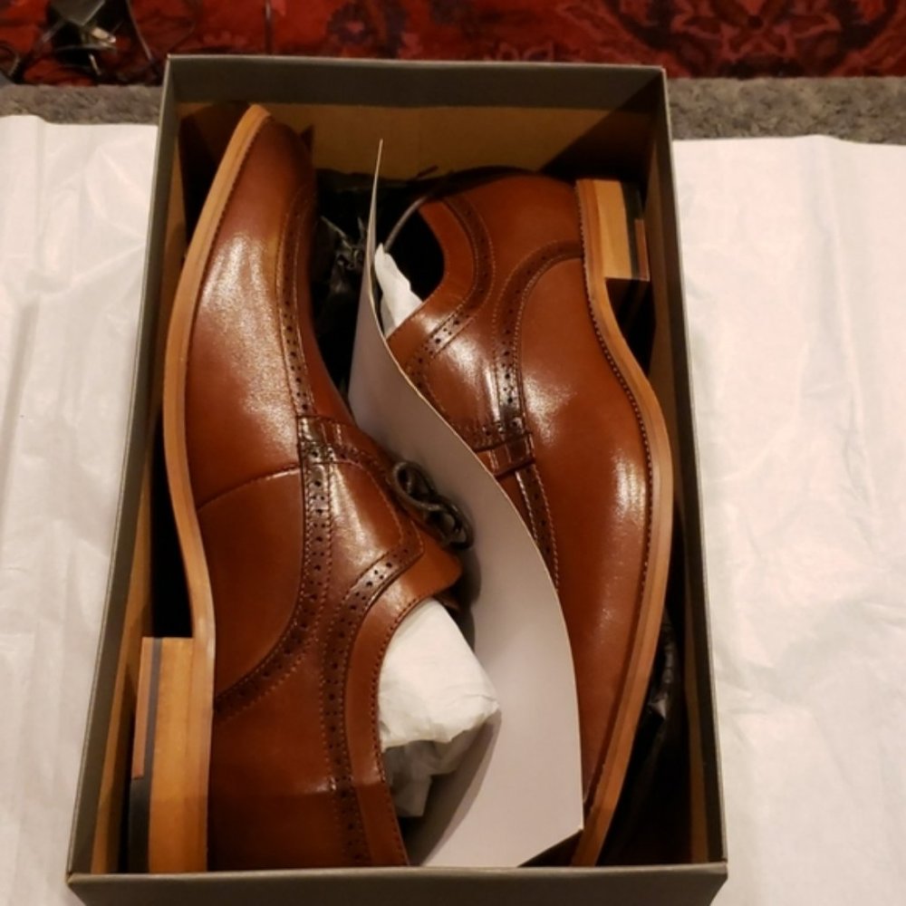 BNIB Stacy Adam's Dwight Cognac Dress Shoe Size 11 1/2 M